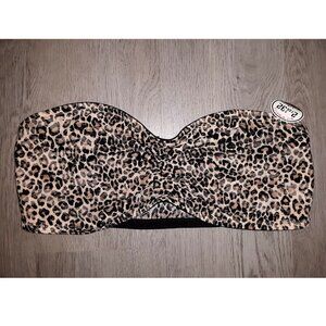 Victoria's Secret PINK Lace Bandeau Bralette Size Large Leopard Print Unlined